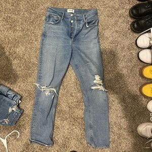 Agolde ripped button up jeans. These have a bit of a stretch